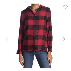 C&C‎ CALIFORNIA Women's Buffalo Plaid Flannel Shirt Size Small Red Black Country